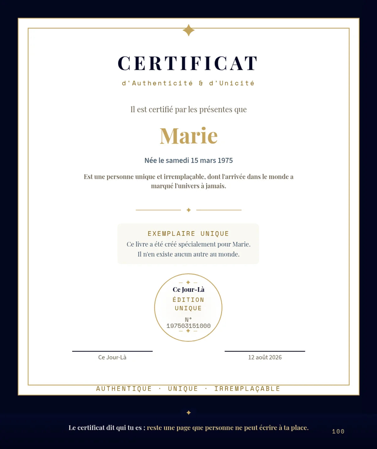 Certificat d'authenticité
