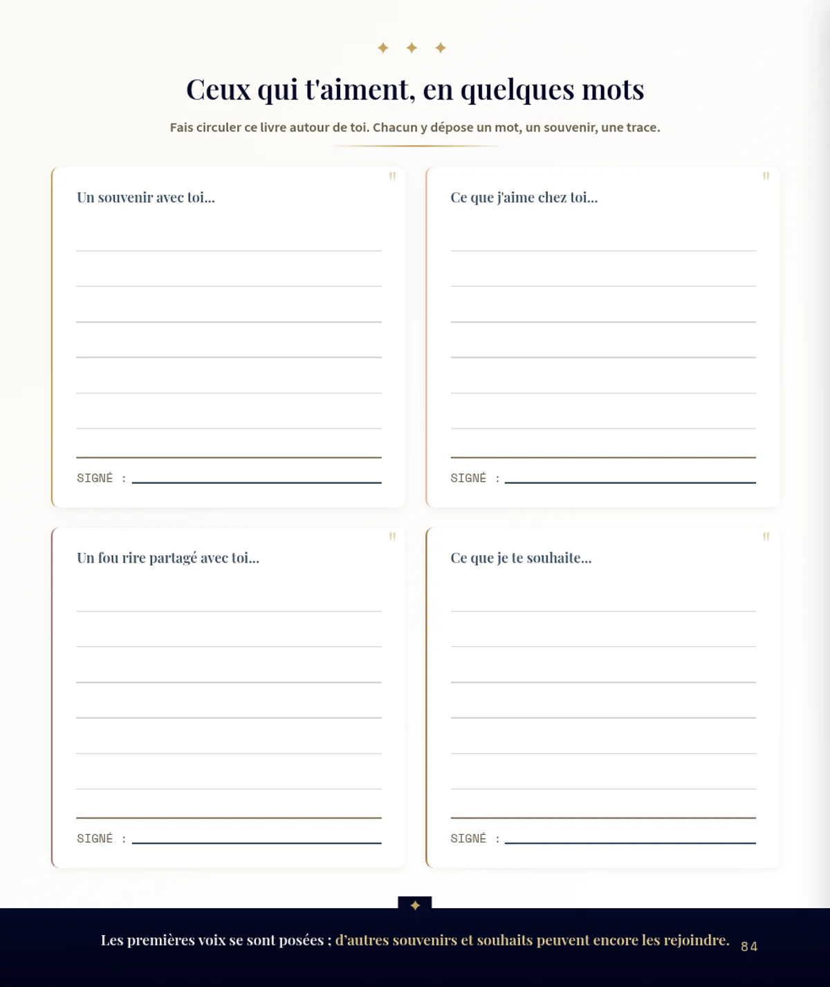 Le livre d'or, à faire signer par ses proches